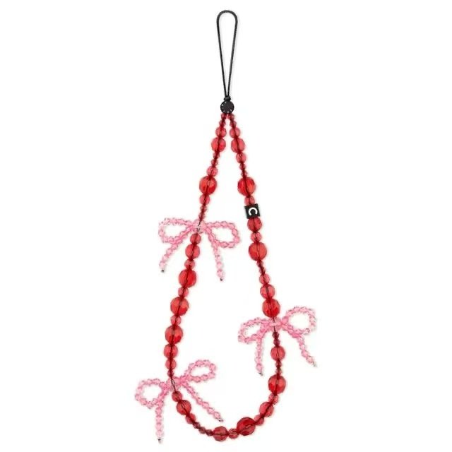 樱桃蝴蝶结手机链新款手机挂绳短款ccd相机挂件女款高级感挂链手工珠串链绳ins风挂饰网红个性链条创意百搭