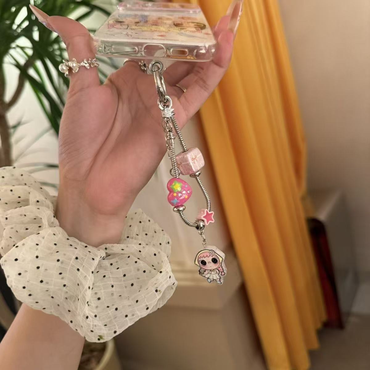 爱心方块蛇骨手机链可爱手机挂绳