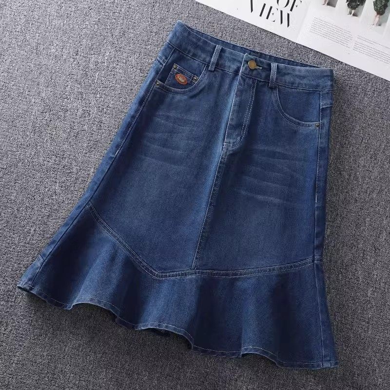 2026夏季新款高腰显瘦牛仔鱼尾半身裙小个子大码a字包臀荷叶短裙,女装/女士精品,半身裙,淘宝优惠券,粉丝福利购,淘宝优惠卷