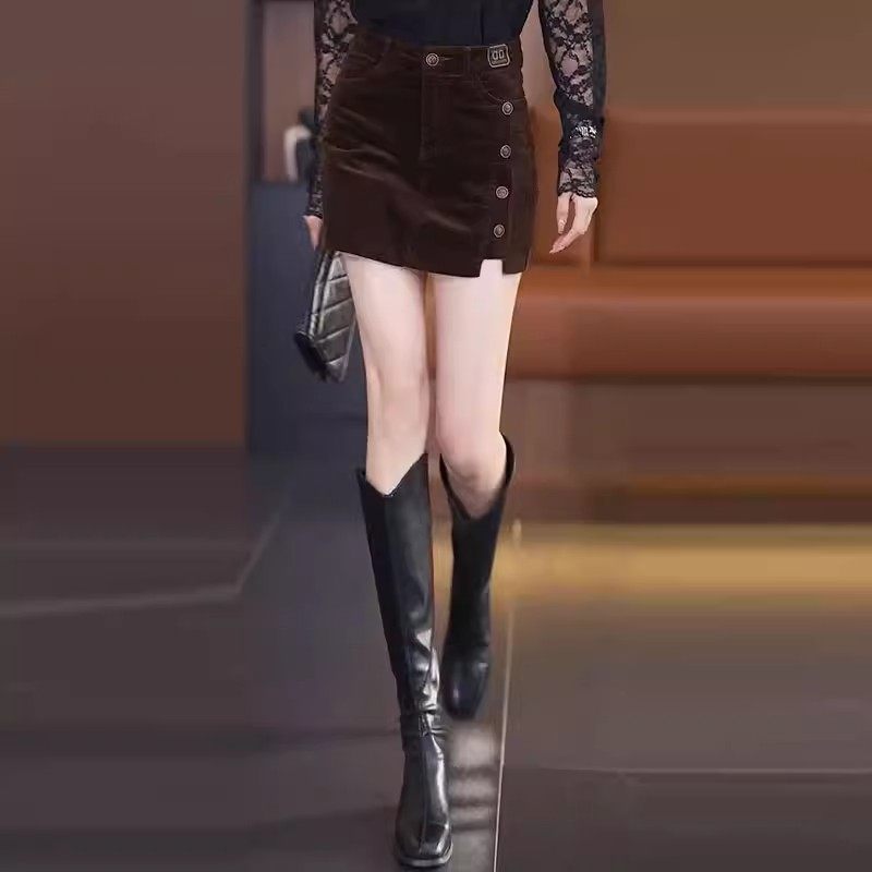 灯芯绒半身裙女秋2025新款高腰秋冬条绒短裤Aa字小个子妈妈短裙裤