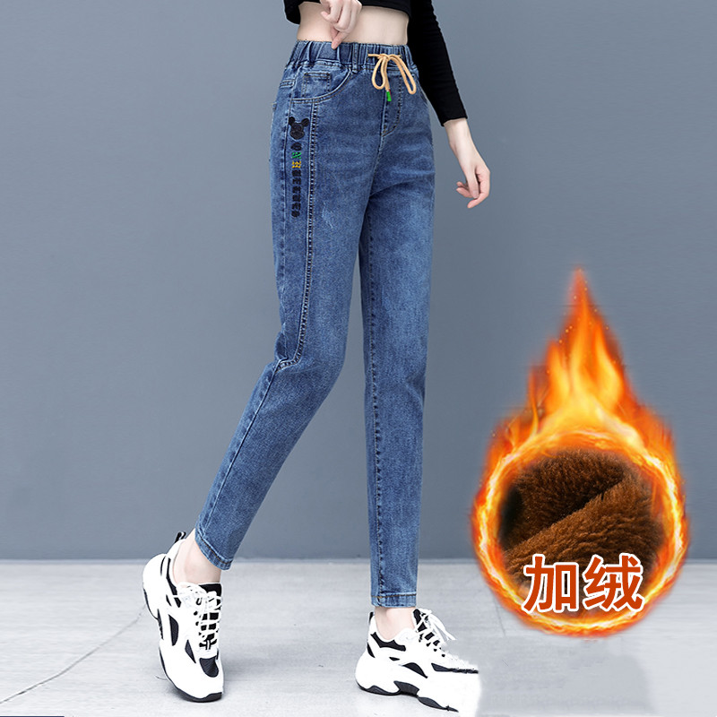 广州新塘镇高腰弹力牛仔裤女士2025春秋新款梨形身材哈伦老爹裤子