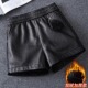 靴裤 海宁绵羊皮短裤 松紧腰A字阔腿裤 时尚 女2025秋冬新款 真皮皮裤