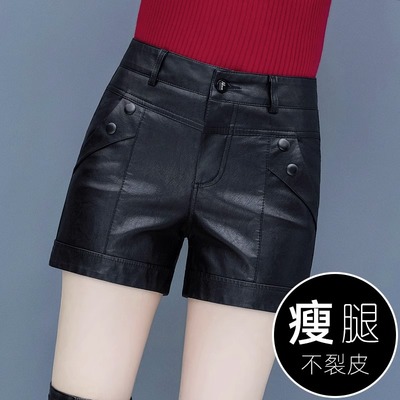 真皮皮短裤女2025秋冬季新款高腰显瘦时尚打底皮裤绵羊皮外穿靴裤