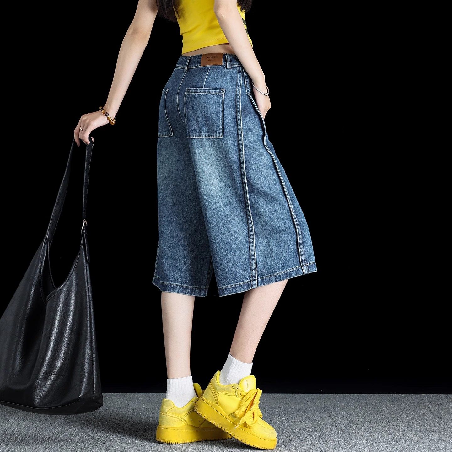 五分牛仔裤女夏薄款2025新款高腰天丝牛仔短裤小个子阔腿宽松中裤,女装/女士精品,牛仔裤,淘宝优惠券,粉丝福利购,淘宝优惠卷