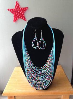 necklaces jewelry women earrings 波西米亚米珠女项链耳环