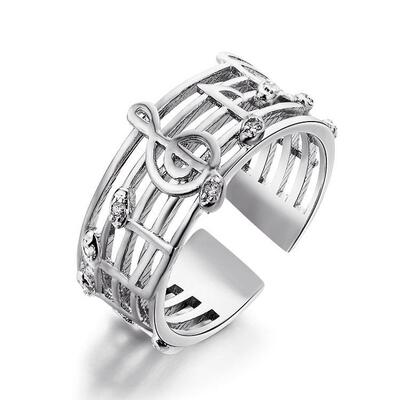 hollowed design Finger ring music notation adjustable rings