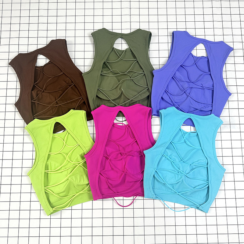 设计感螺纹抽皱瑜伽短裤女提臀透气固定杯运动背心训练健身套装女,运动服/休闲服装,运动背心,淘宝优惠券,粉丝福利购,淘宝优惠卷