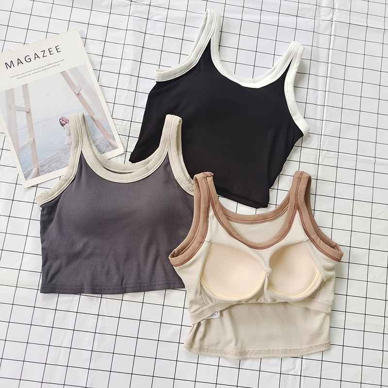 吊带背心女内搭夏季薄款带胸垫文胸一体外穿美背透气内衣打底上衣,运动服/休闲服装,运动背心,淘宝优惠券,粉丝福利购,淘宝优惠卷