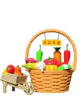 大型水果蔬菜玻璃钢雕塑田园仿真果篮推车农场农家乐景区装饰摆件