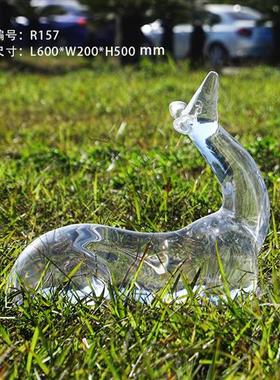晶悦现代轻奢样板房酒店大堂透明树脂鹿落地摆件装饰雕塑工厂定制