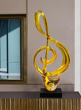 现代轻奢透明音符摆件酒吧音乐厅树脂乐器雕塑客厅玄关装饰工艺品