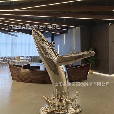定制不锈钢海豚动物雕塑鱼大型酒店广场园林公园小品装饰景观摆件