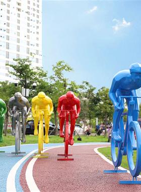 户外玻璃钢抽象体育运动人物雕塑乒乓羽毛排球篮球自行车景观摆件