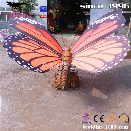 仿真机械电动蝴蝶模型景区游乐园美陈引流自贡源头厂家来图制作