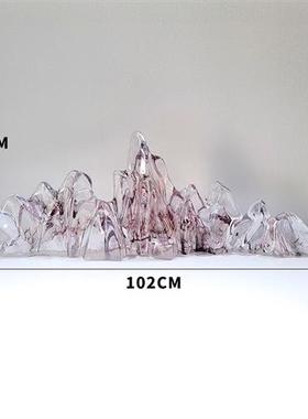 现代创意雕塑透明树脂假山工艺品样板房别墅酒店会所玄关装饰摆件