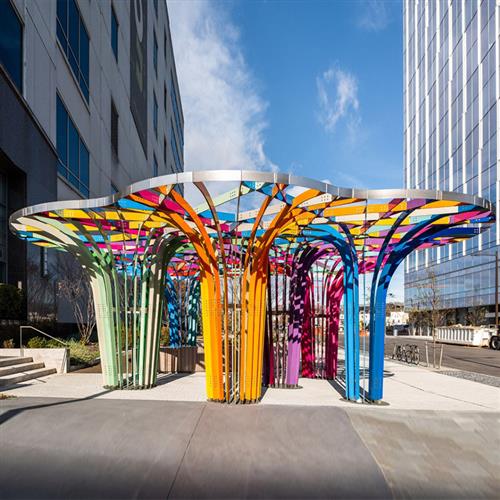 户外不锈钢廊架创意异形金属钢结构铁艺树形凉亭园林景观雕塑工厂