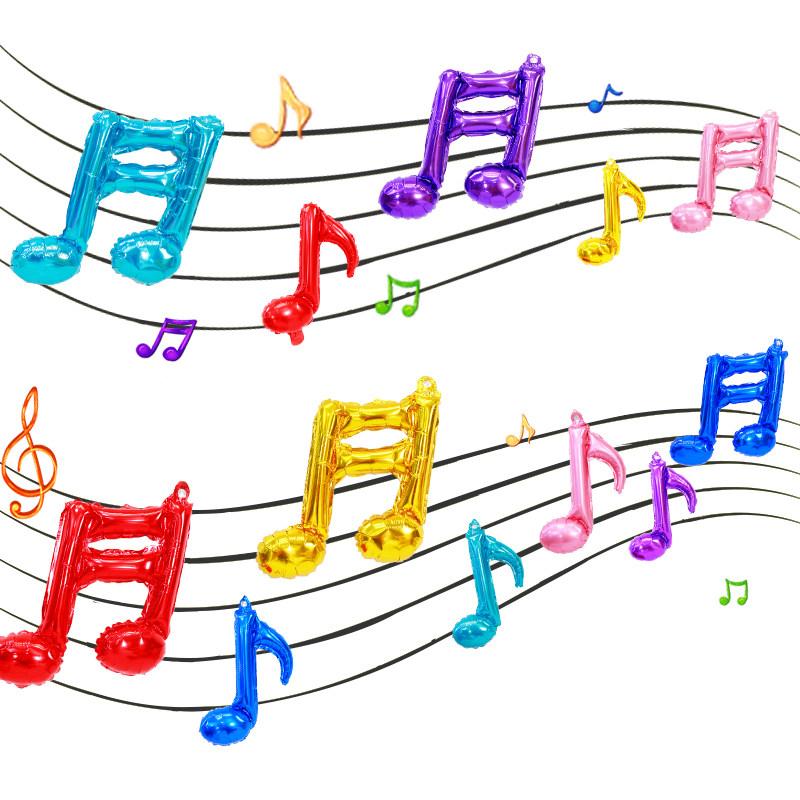 音乐世界单双音符铝箔气球充气气球音乐主题派对气球装饰布置背景