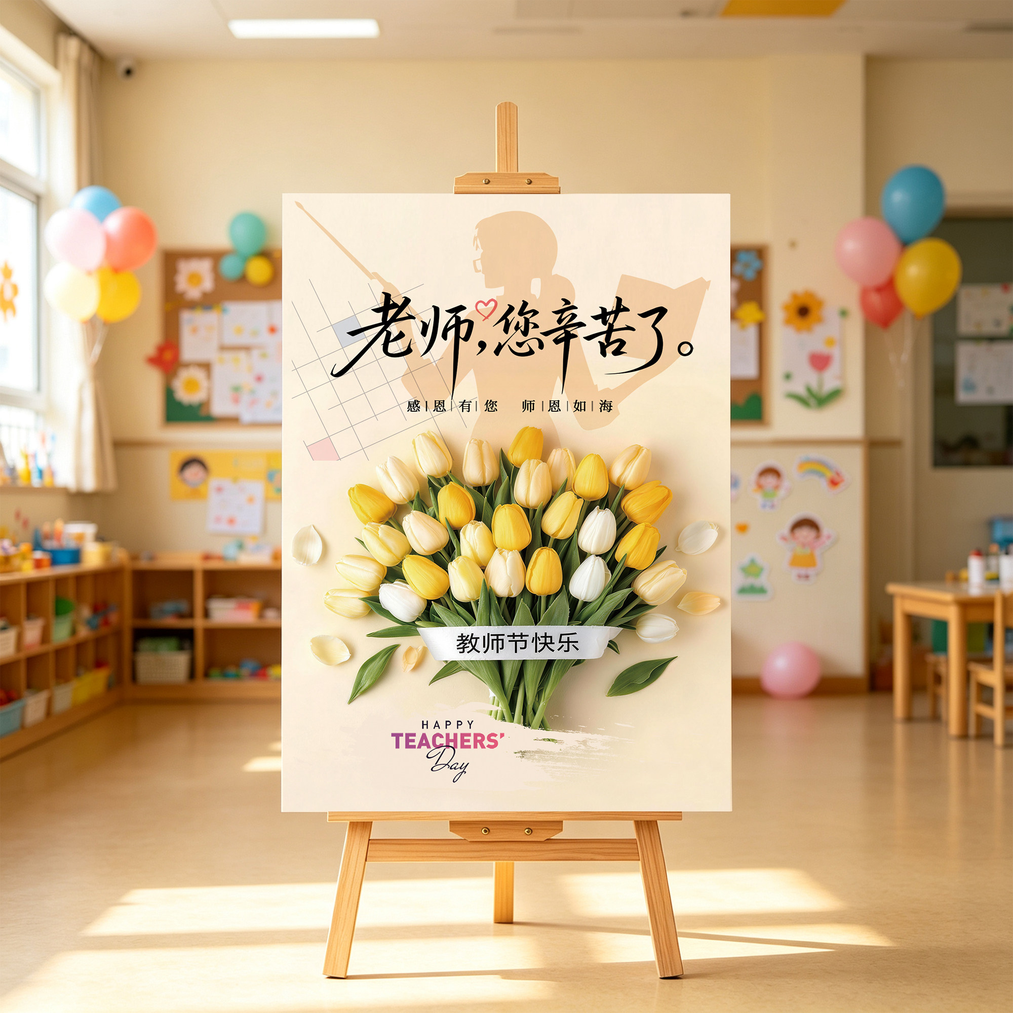 教师节场景布置学校节日氛围活动装饰背景板创环kt板展板拍照道具