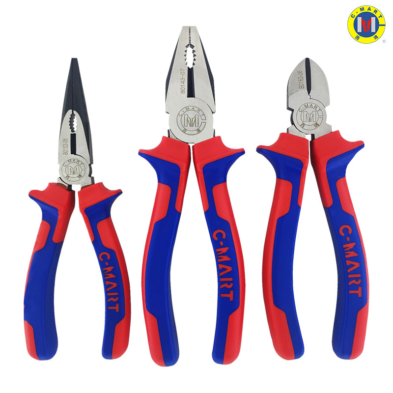 西玛老虎钳电工钳子钢丝钳手钳子尖嘴钳三件套工业级家用8寸B0143
