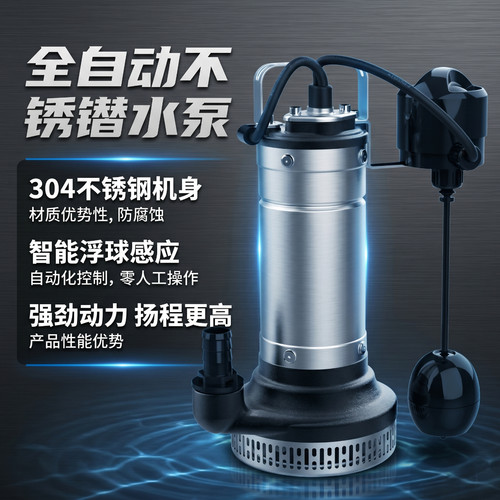 不锈钢潜水泵220V低水位排水