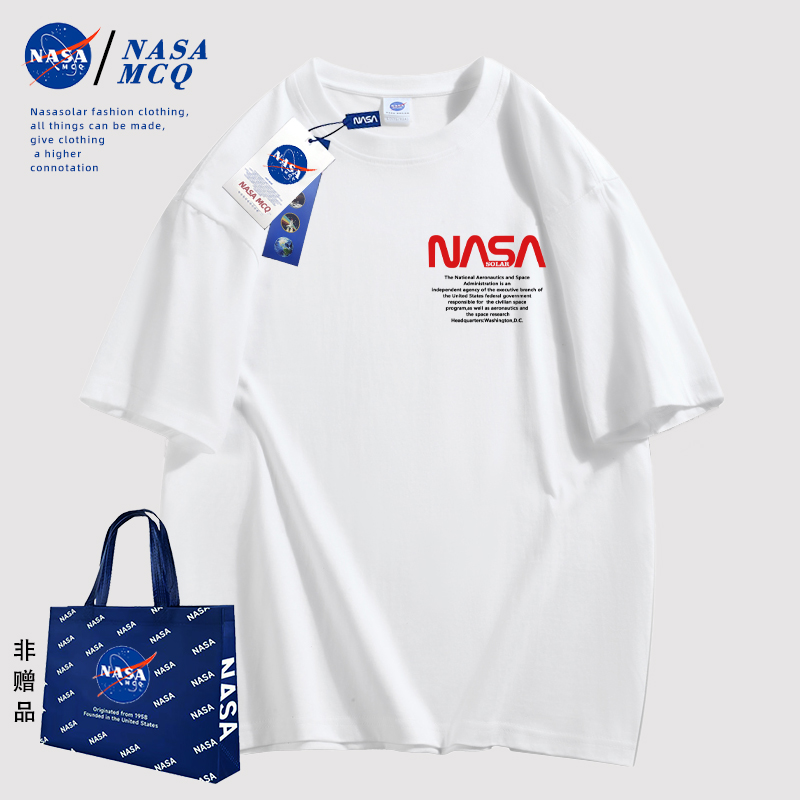 NASA 联名2024新款百搭字母印花运动时尚百搭纯棉情侣同款T恤DW 男装 T恤 原图主图