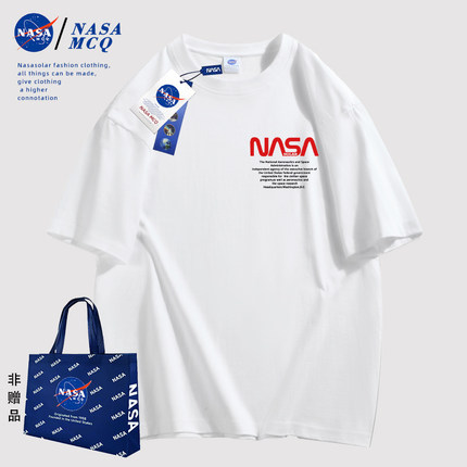 NASA 联名2024新款百搭字母印花运动时尚百搭纯棉情侣同款T恤DW