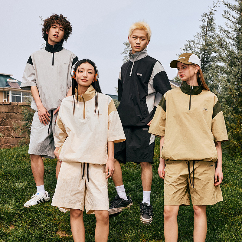 2025新款潮流宽松时尚撞色夏季新款POLO衫百搭情侣套装,男装,休闲运动套装,淘宝优惠券,粉丝福利购,淘宝优惠卷