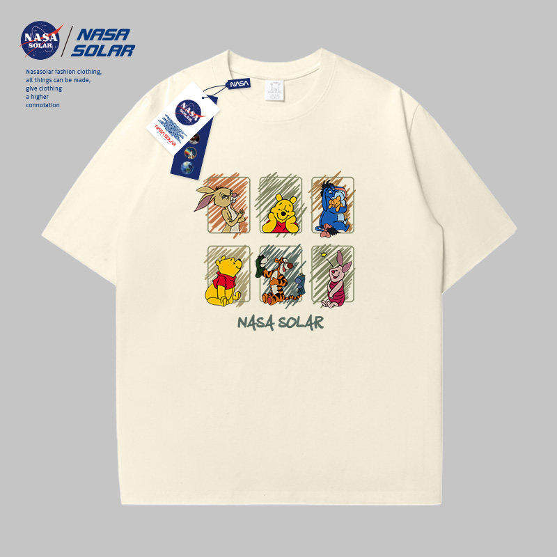 NASA联名官方潮牌夏季新款小众印花动漫套头情侣百搭T恤上衣情侣