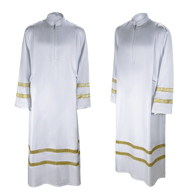 欧美男士白色牧师服装cos