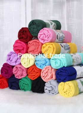 2020Women s cotton and linen scarf versatile pure color silk
