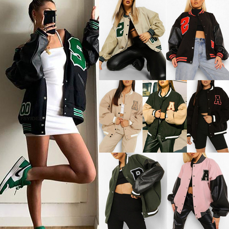 欧美女装棒球服外套女秋
