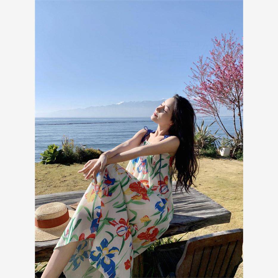 欧美复古田园度假沙滩裙
