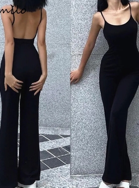 2023Jumpsuit Woman Summer Black Skinny Bodycon Bodysuit Pant