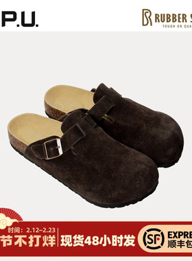 CPU男款休闲鞋软木拖鞋勃肯鞋反绒单鞋凉鞋包头一脚蹬夏半拖鞋RO