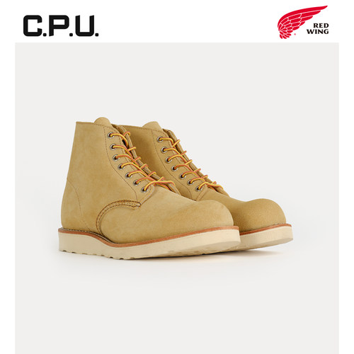 红翼8165牛皮翻毛中高帮工装靴