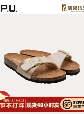 Rubber Soul 女款一脚蹬松木平底拖鞋单带外穿单鞋夏季户外女鞋RO
