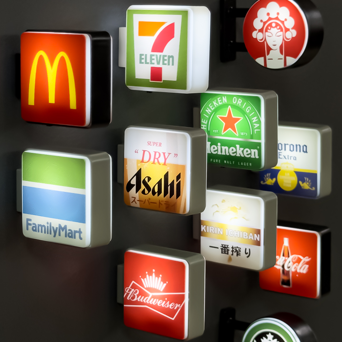 便利店灯箱磁性冰箱贴霸王茶美式咖啡迷你灯牌微缩发光玩具模型