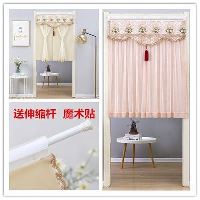半帘短帘免打孔隔断帘透光不透人遮挡帘卧室厨房纱帘洋气半门帘