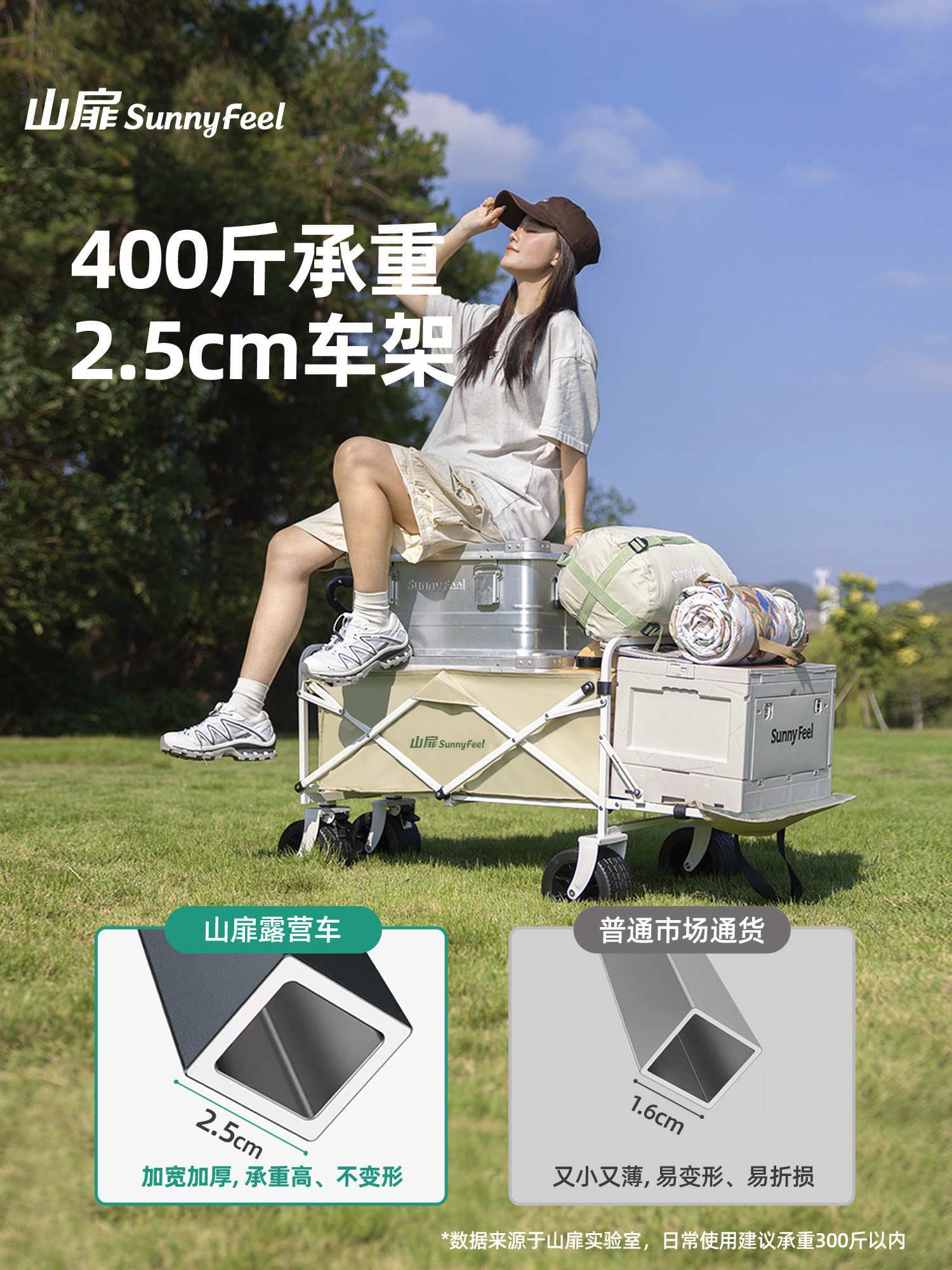 山飞露营车户外可折叠露营车儿童斜倚露营小拖车野餐婴儿车