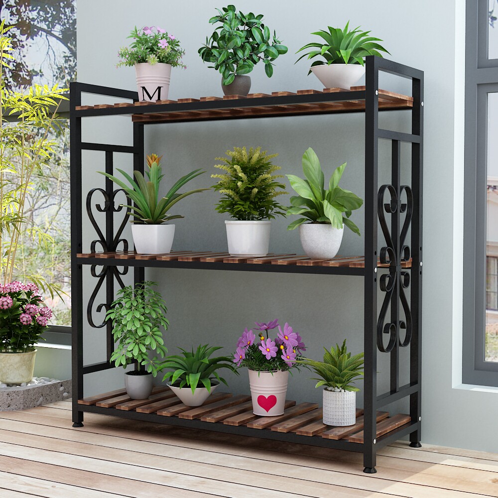 实木铁艺花架阳台布置多层客厅落地架室外多肉花盆架子隔断置物架,住宅家具,花架/花几,淘宝优惠券,粉丝福利购,淘宝优惠卷