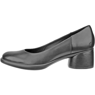 ECCO爱步女款简约粗跟单鞋真皮高跟小皮鞋 雕塑奢华 222493