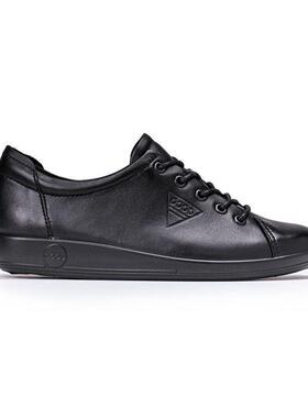 ECCO爱步SOFT 2.0女鞋平底系带单鞋黑色舒适休闲鞋柔酷2号206503