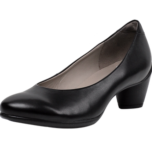 ECCO爱步浅口粗跟单鞋女 职业高跟鞋女皮鞋女秋单鞋 雕塑230203