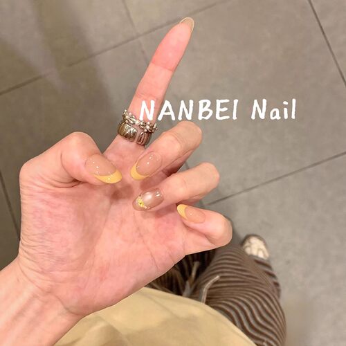 【故事里的小黄花】ins风姜黄法式干花猫眼百搭纯手工穿戴甲短款