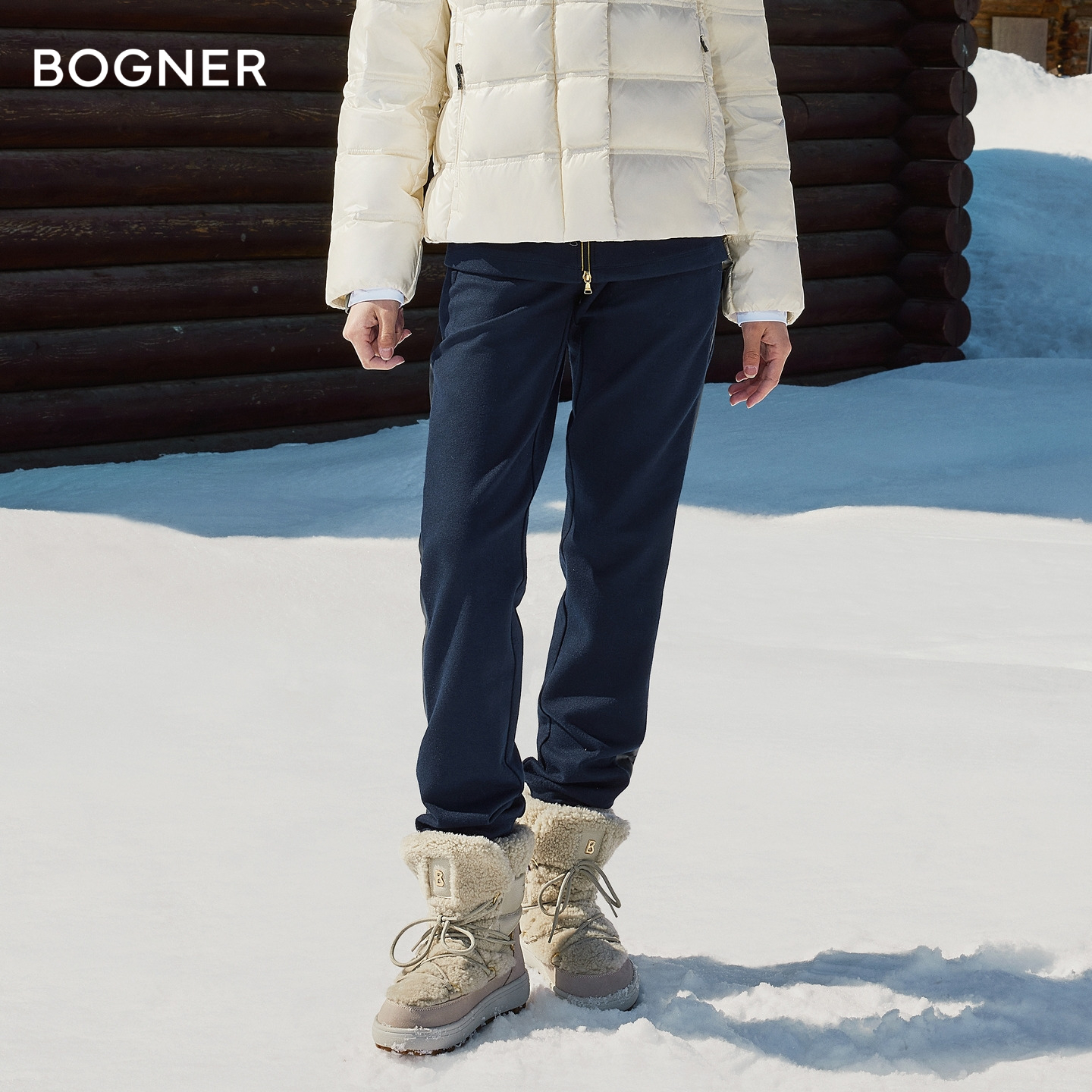 BOGNER博格纳 25秋冬新品KIMMIE女士法兰绒柔软运动休闲针织长裤