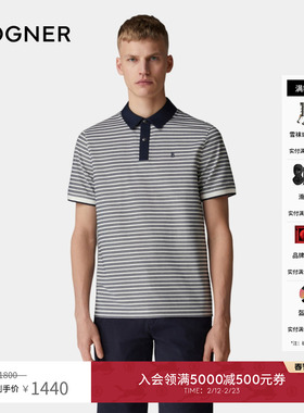 BOGNER博格纳 春夏男士TIMO-5F拼色条纹设计直筒翻领商务POLO衫