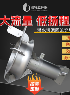 潜水污泥回流泵QJB-W1.5-22kw 不锈钢污泥穿墙泵 搭配穿墙管拍门
