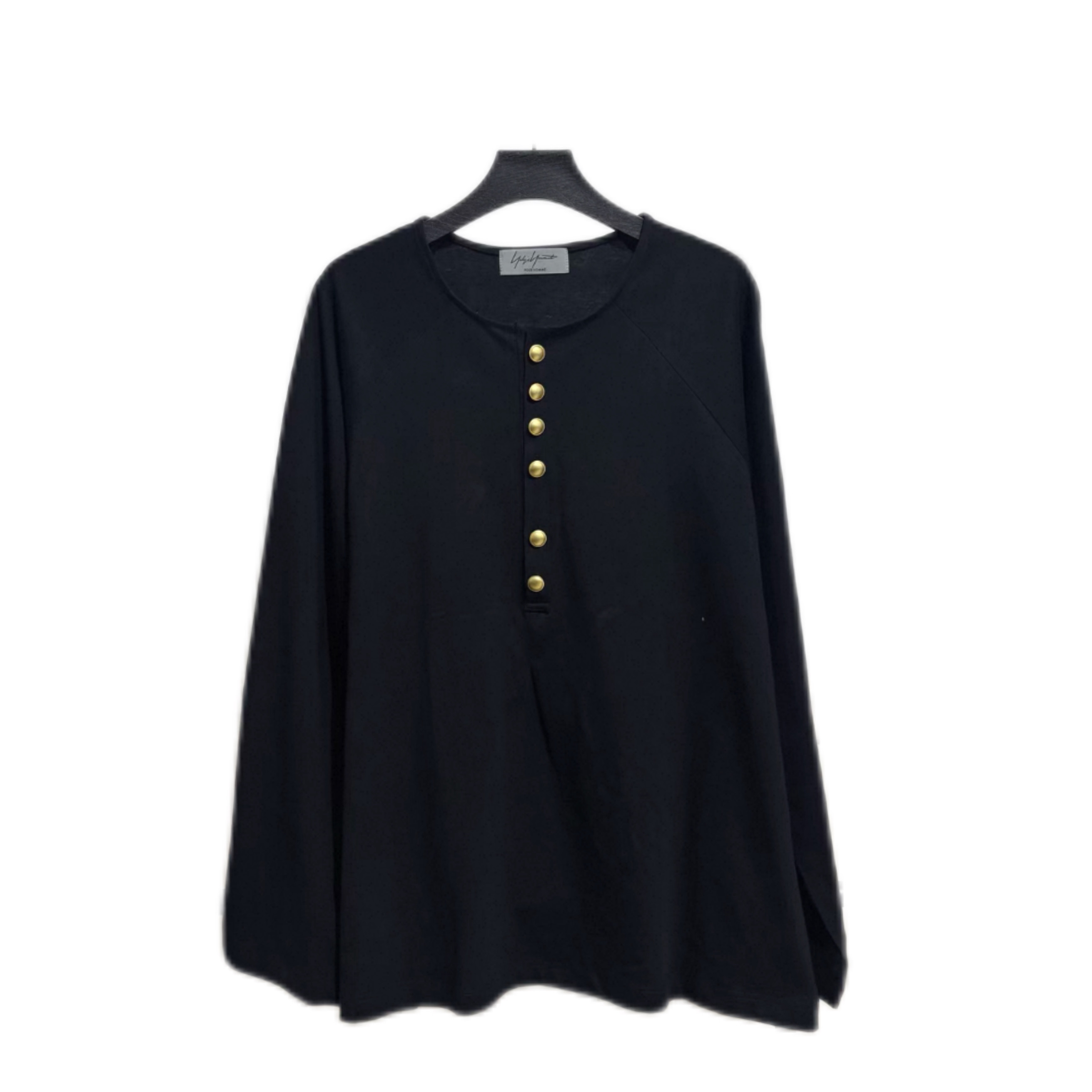 thumbnail for (the most versatile yohji inner layer) LINE independent yohji henry collar small gold button shirt long sleeves as the base
