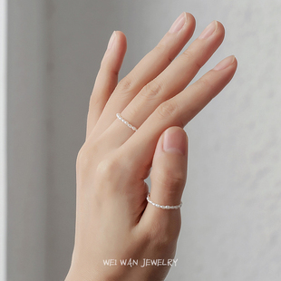 极小2mm天然淡水小珍珠戒指叠带美国14k包金持久保色