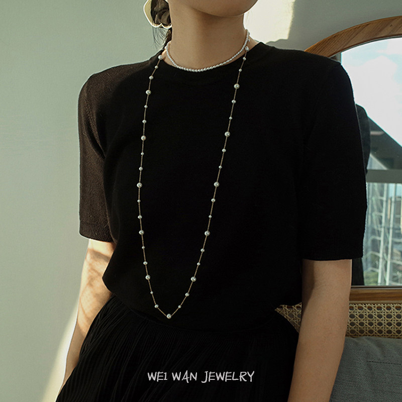 满天星天然珍珠毛衣链长款项链女